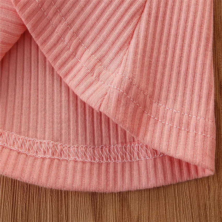 2 Pieces Kid Girl Flutter Sleeev Turtle Neck Top Matching Flared Pants Set Wholesale 06874764