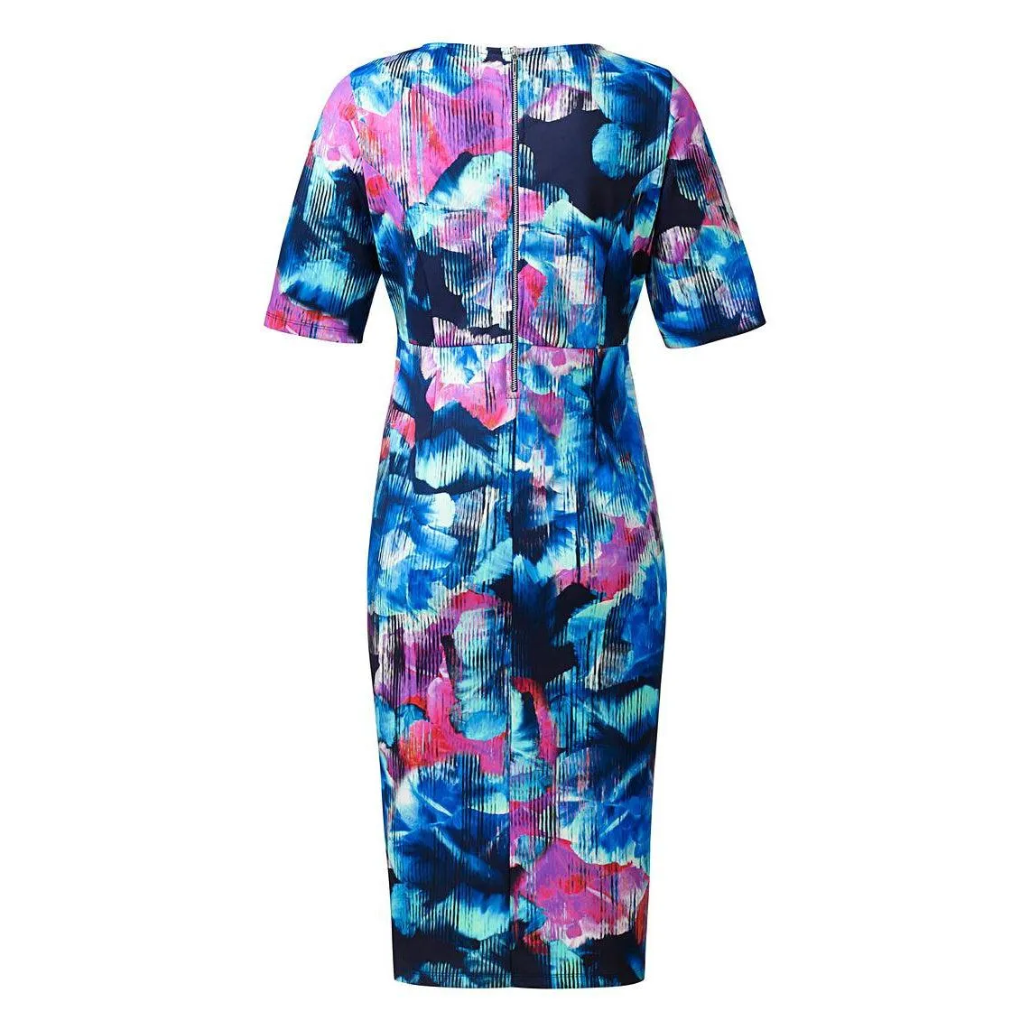 Anthology Blue Asymmetric Wrap Scuba Dress