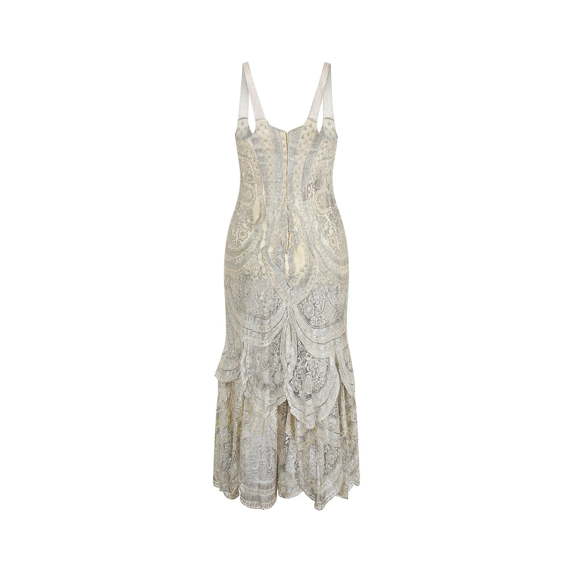 ARCHIVE - 1920s Silver Cobweb Lame Flapper Culottes Dress