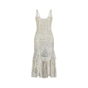 ARCHIVE - 1920s Silver Cobweb Lame Flapper Culottes Dress