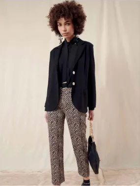 Beige Black  Pants