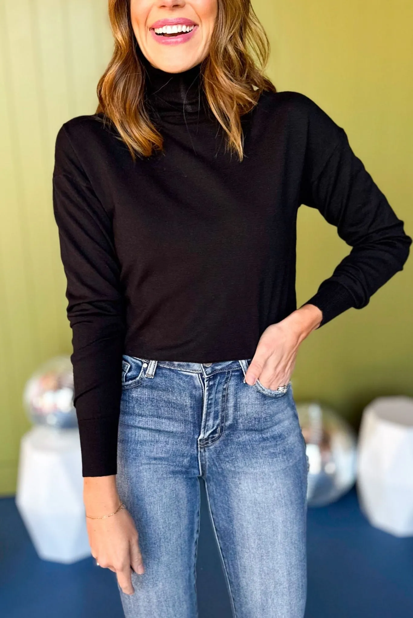 Black Turtleneck Ribbed Knit Long Sleeve Sweater *FINAL SALE*