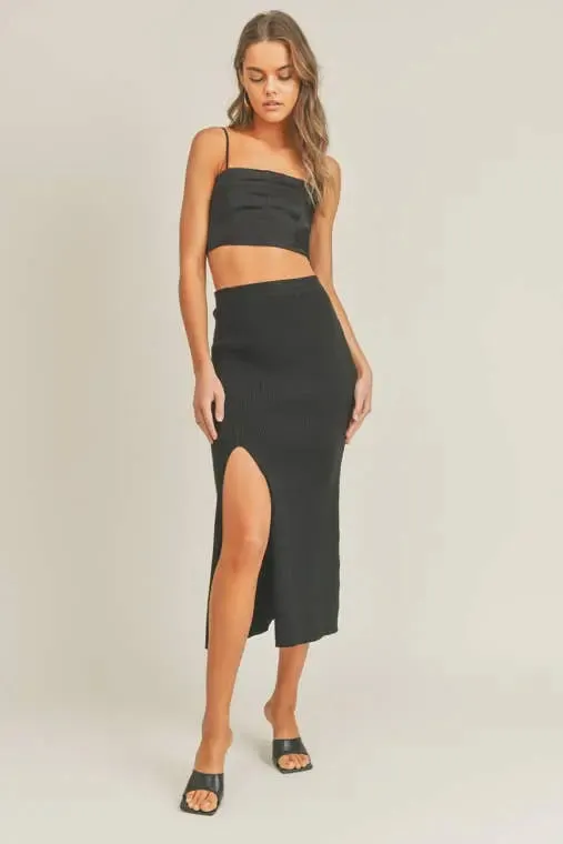BLACKOUT KNIT MIDI SKIRT