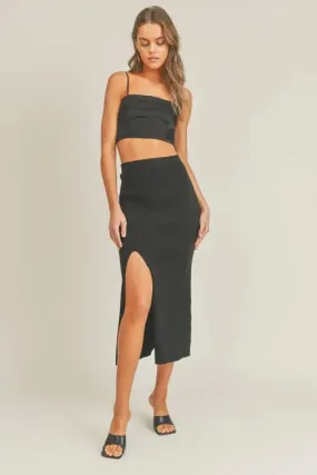 BLACKOUT KNIT MIDI SKIRT