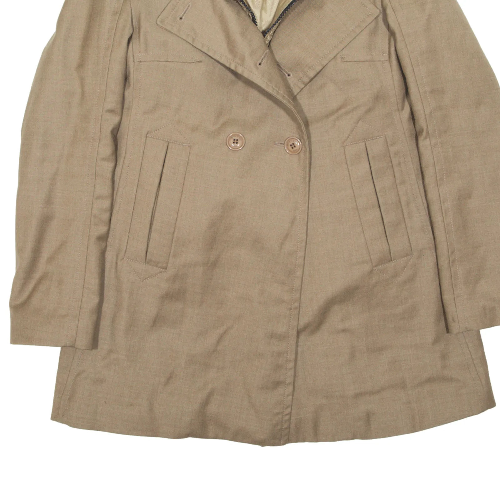 BLAUER USA Gilet Lined Pea Coat Beige Wool Womens S