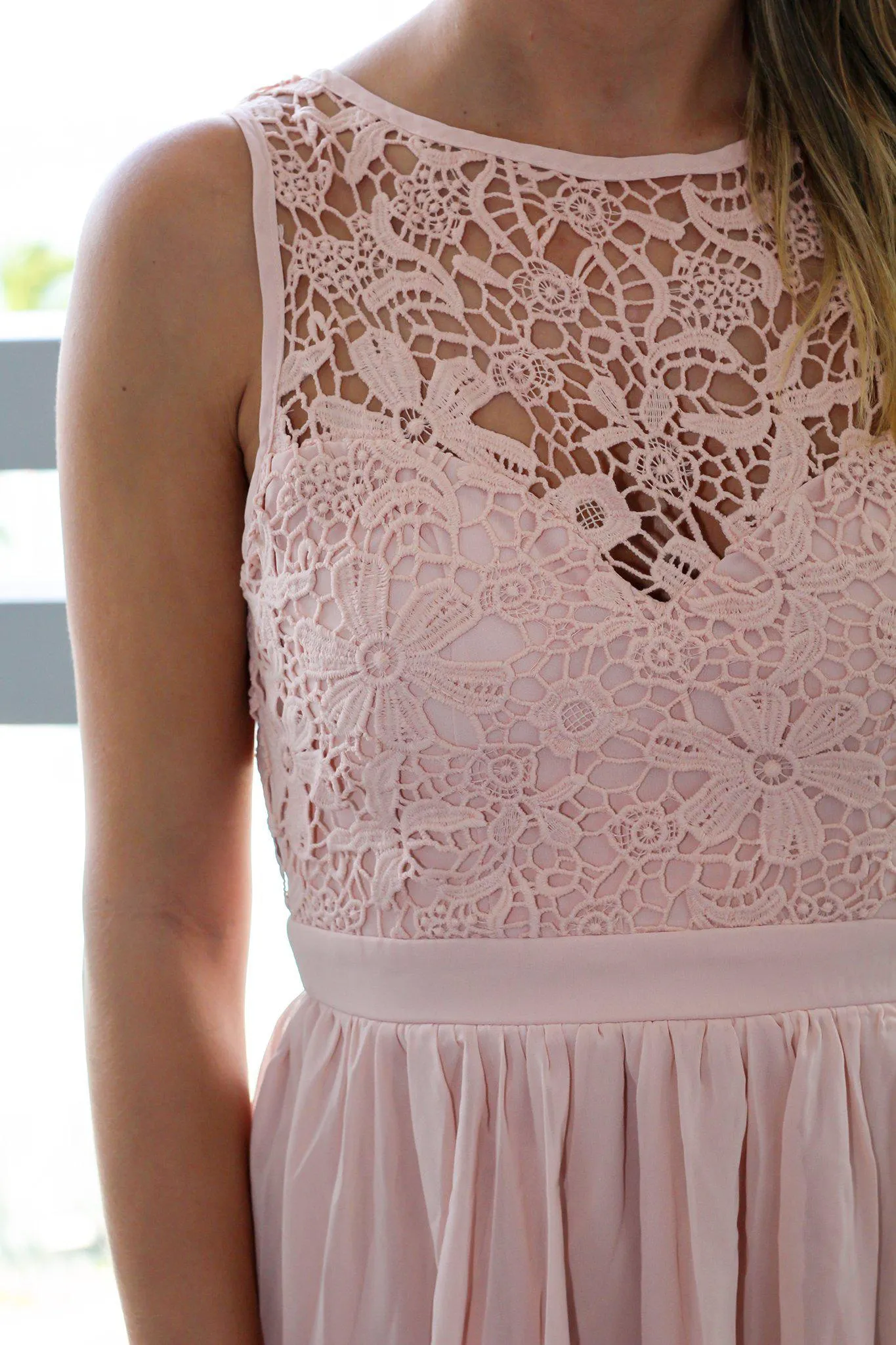 Blush Crochet Short Dress with Open Back
