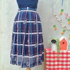 Captain Summer | Vintage 1970s 1980s life buoy Nautical theme Dark Blue Skirt