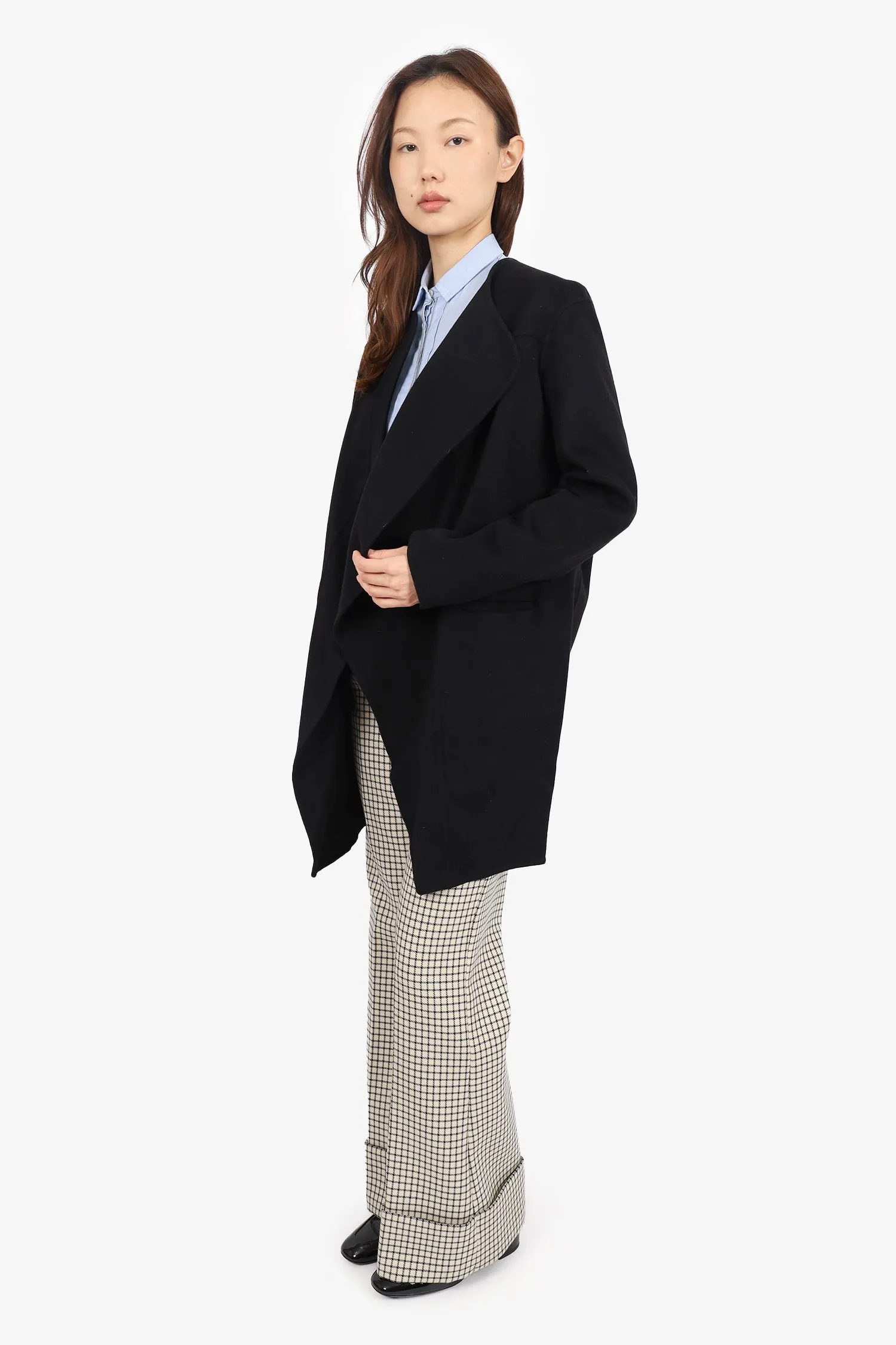 Celine Black Wool/Cashmere Open Coat Size 34