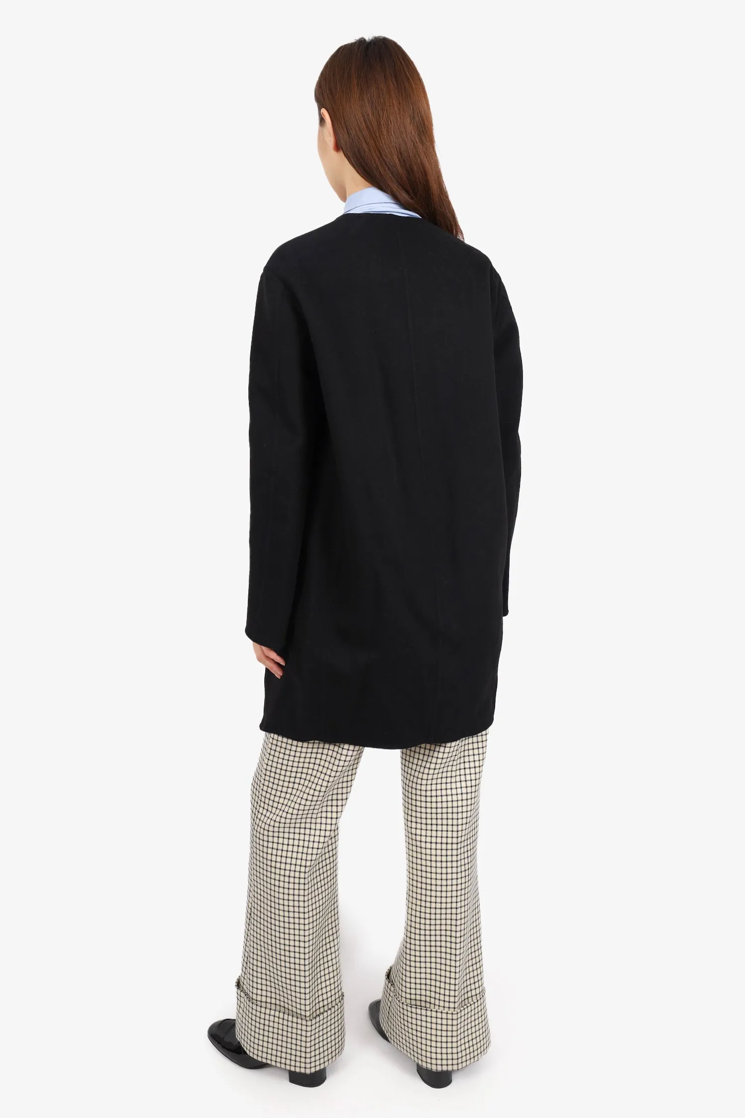 Celine Black Wool/Cashmere Open Coat Size 34