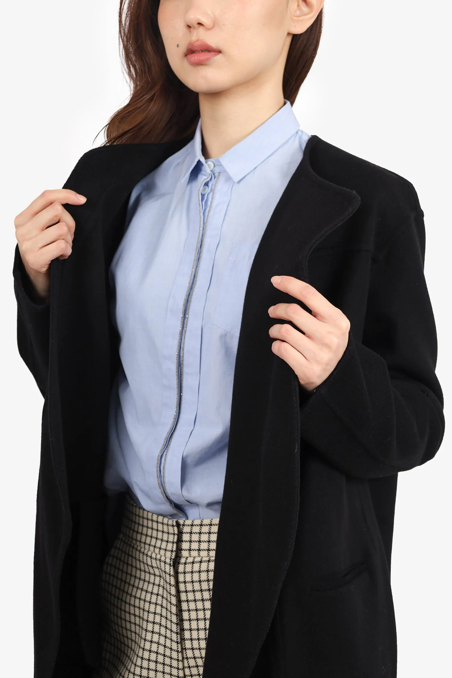 Celine Black Wool/Cashmere Open Coat Size 34