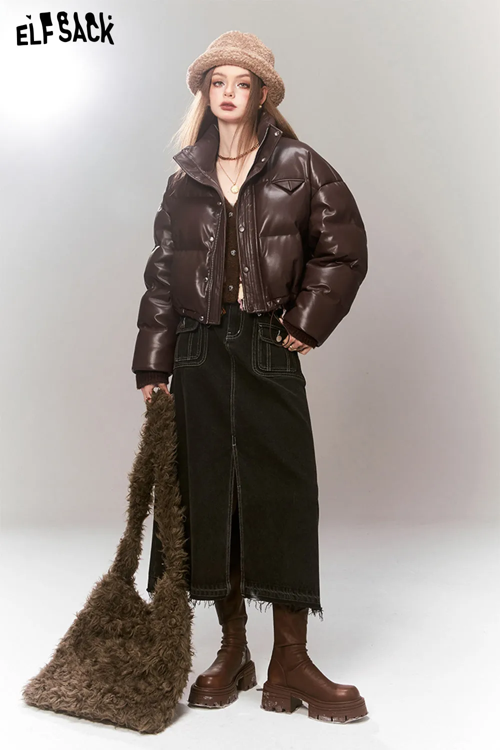 ELFSACK Y2K 2000s Gyaru Sweaters Women 2023 Winter Retro Designer Knitwears