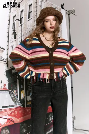 ELFSACK Y2K 2000s Gyaru Sweaters Women 2023 Winter Retro Designer Knitwears