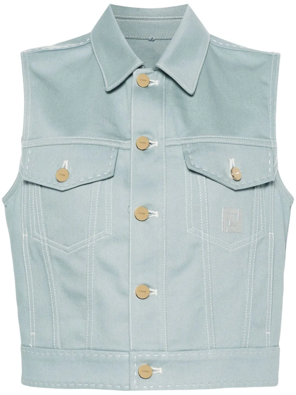FF-motif denim gilet<BR/><BR/><BR/>