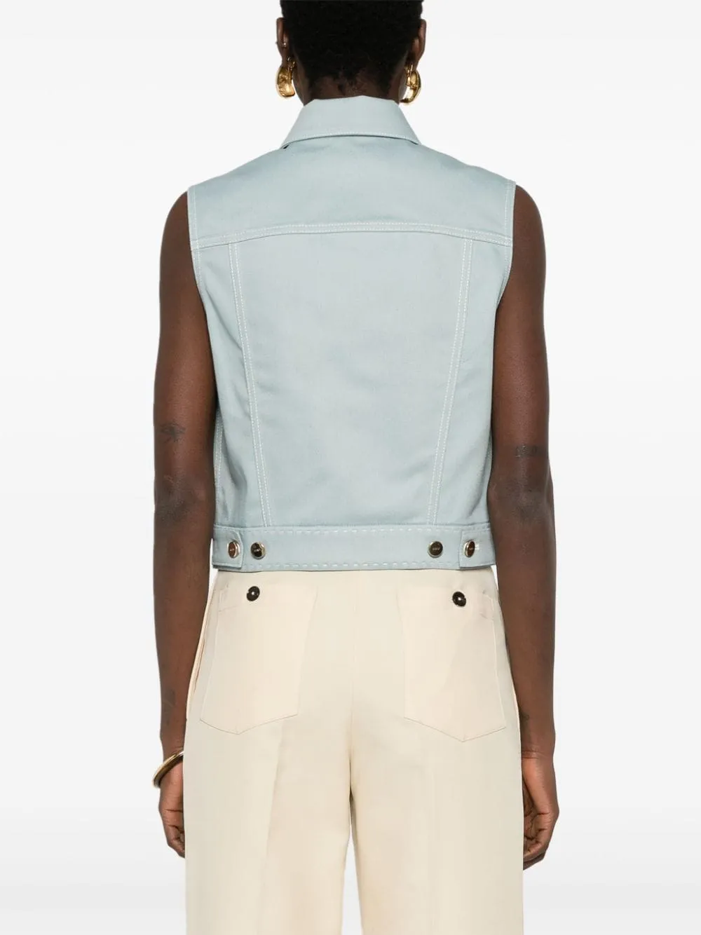 FF-motif denim gilet<BR/><BR/><BR/>