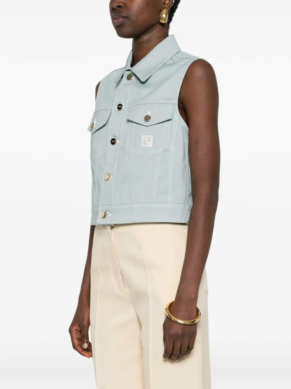 FF-motif denim gilet<BR/><BR/><BR/>