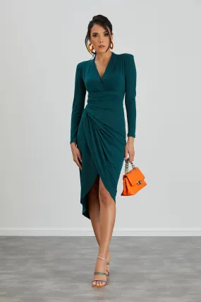 Forever Wrap Midi dress with front Slit
