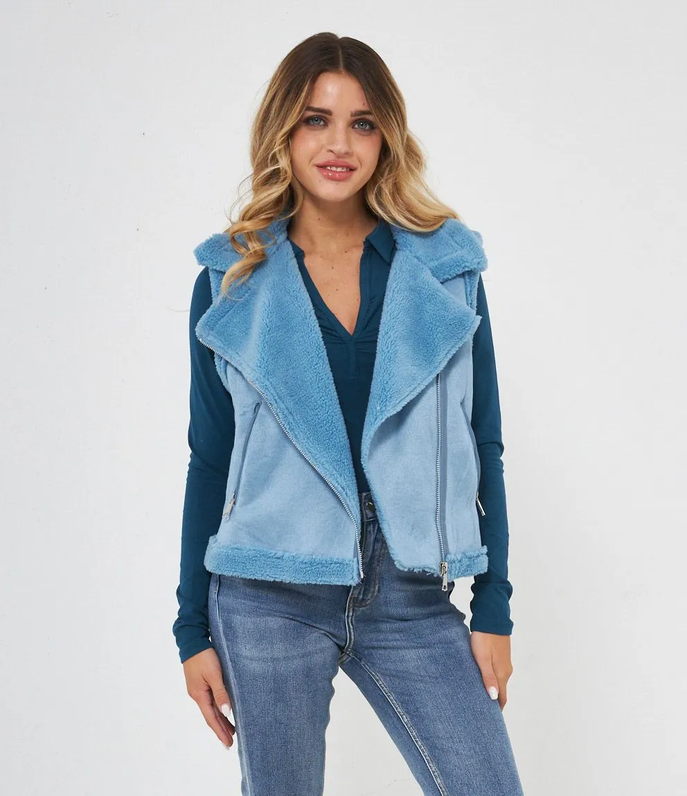 Gilet effetto camoscio