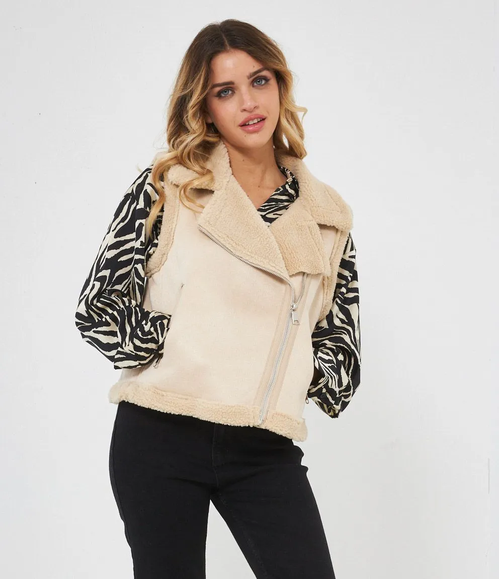 Gilet effetto camoscio