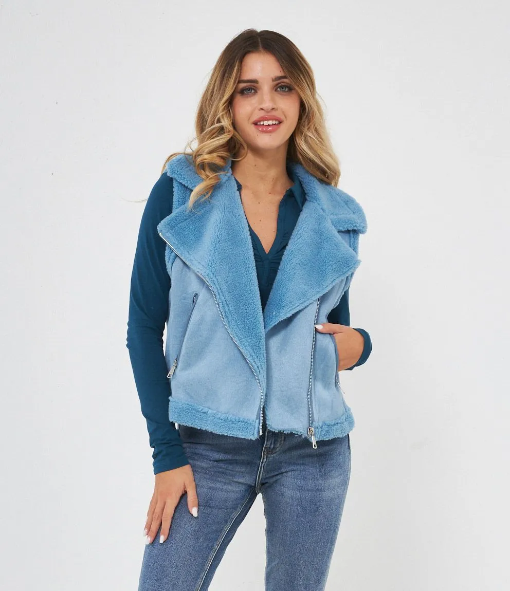 Gilet effetto camoscio
