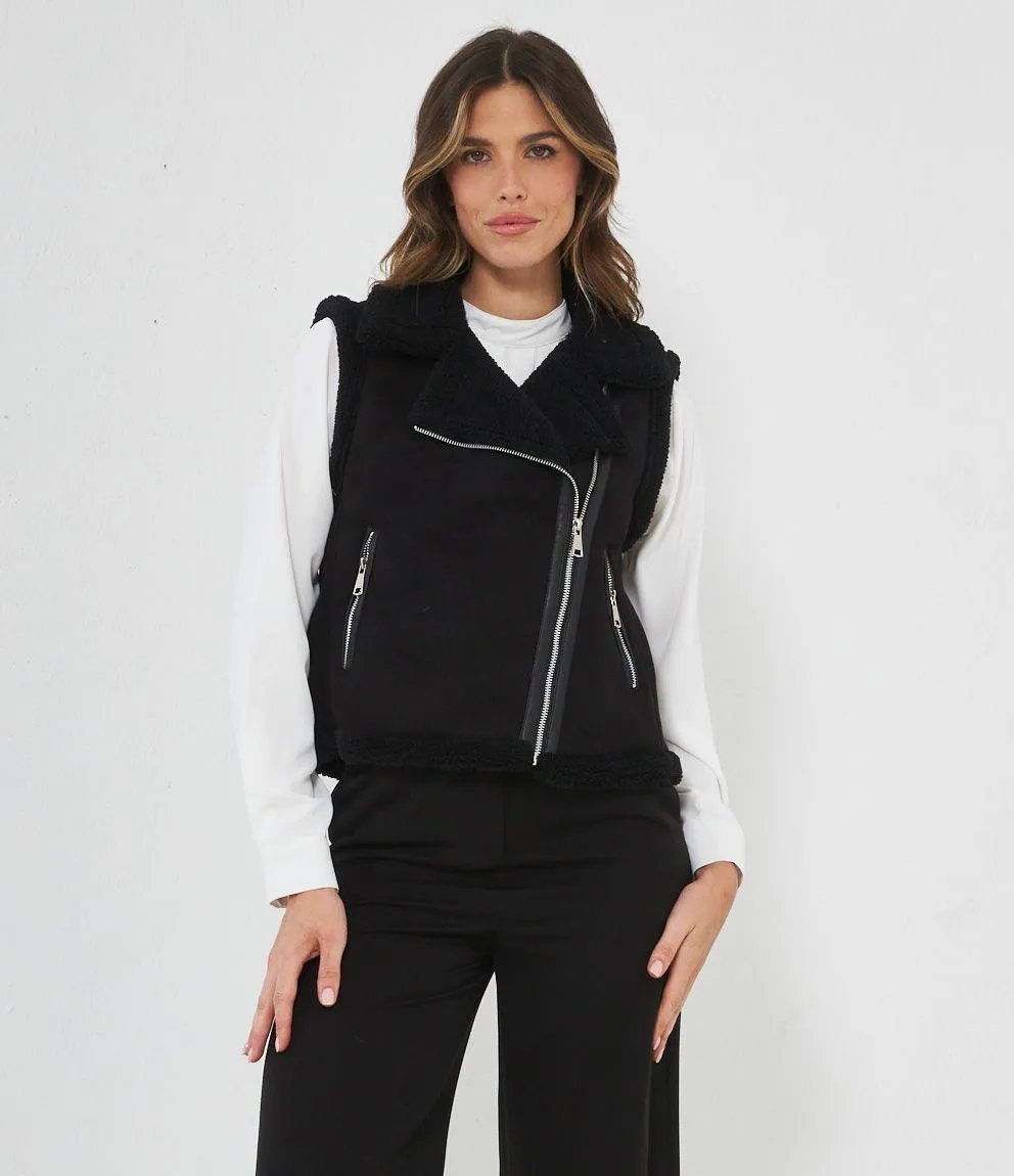 Gilet effetto camoscio