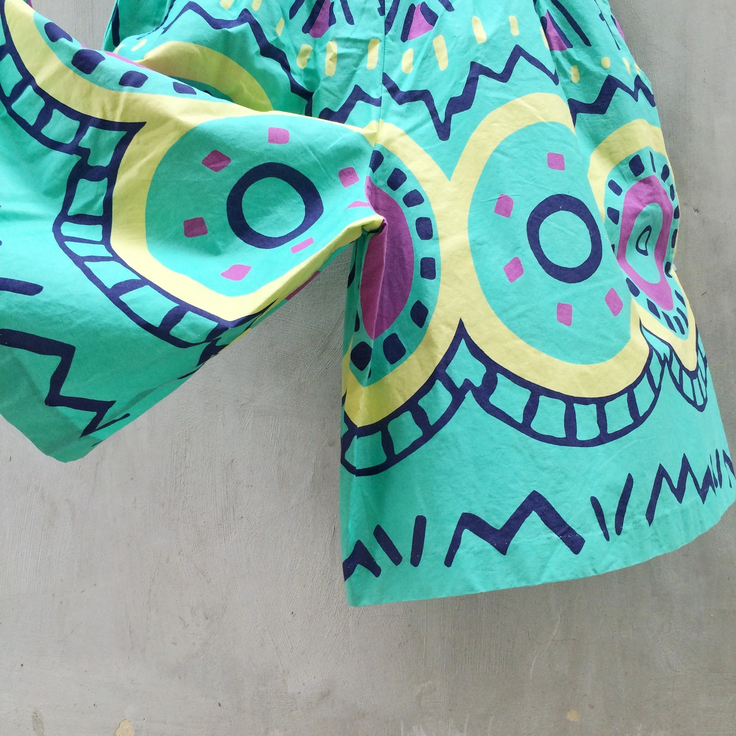 Happy Geometry | Vintage 1980s geometric pop art funk groove Graphic art Summer Romper culottes Jumpsuit with POCKETS