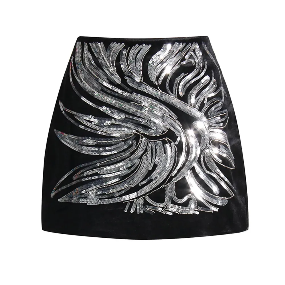 Hit Colro A Line Embroidery Skirts For Women High Waist Temperament Vintage Skirt Female Fashion Style Clothing