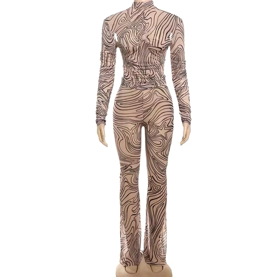 In Your City Mesh Zebra Two Piece Set