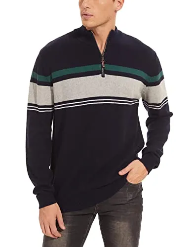 Men Striped Sweater Golf Pullover Mens Casual Sweater Turtleneck Shirts Multi-Color Striped Tops Winter Thermal Sweater Slim Fit Sweaters Polo Sweater Dark Grey Black