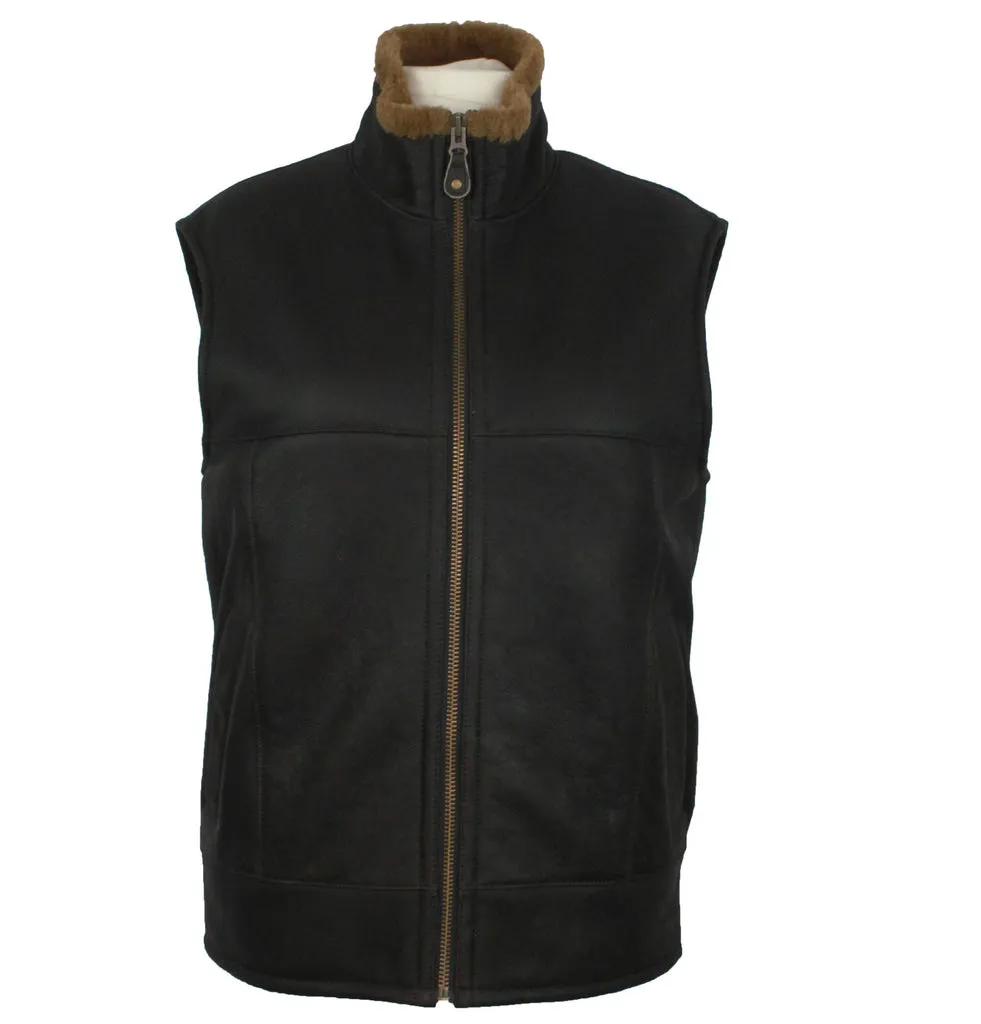 Men's Traditional Centre Zip Sheepskin Gilet in Caramel