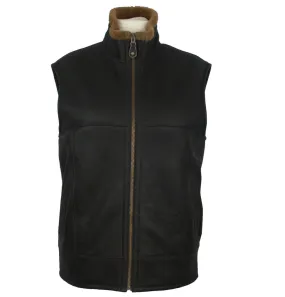 Men's Traditional Centre Zip Sheepskin Gilet in Caramel