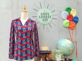 Mod Pop Mum Pops | Vintage 1960s 1970s retro Mod Pop Art deco print Pointy-collar Shirt Blouse | Trippin'!
