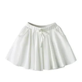 National Day NDP 2024 Red Top - Baby Kids Plain White Pleated Detail Skort Culottes Shorts Skirt 100% Cotton Bottom National Day Outfit