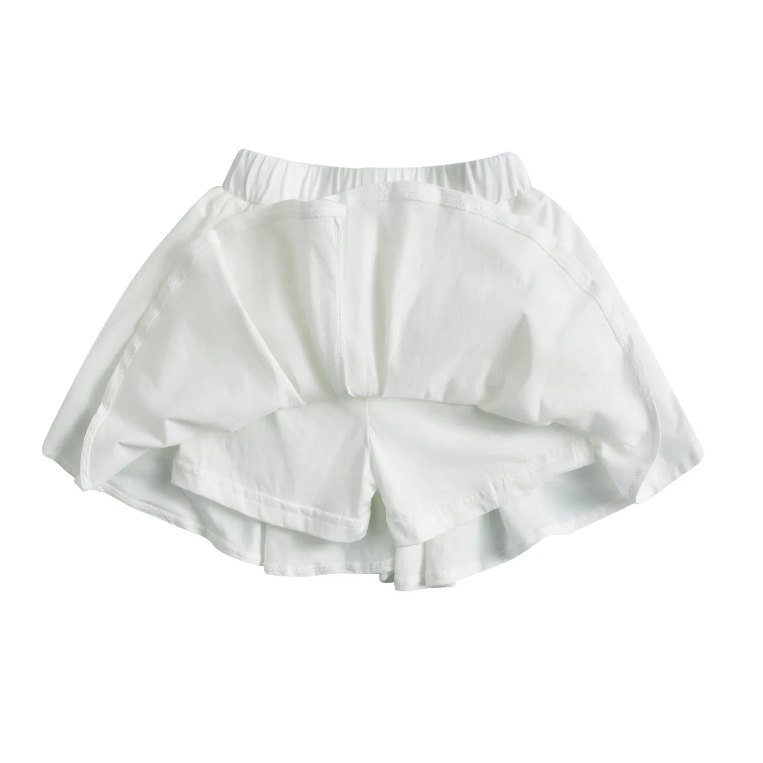 National Day NDP 2024 Red Top - Baby Kids Plain White Pleated Detail Skort Culottes Shorts Skirt 100% Cotton Bottom National Day Outfit