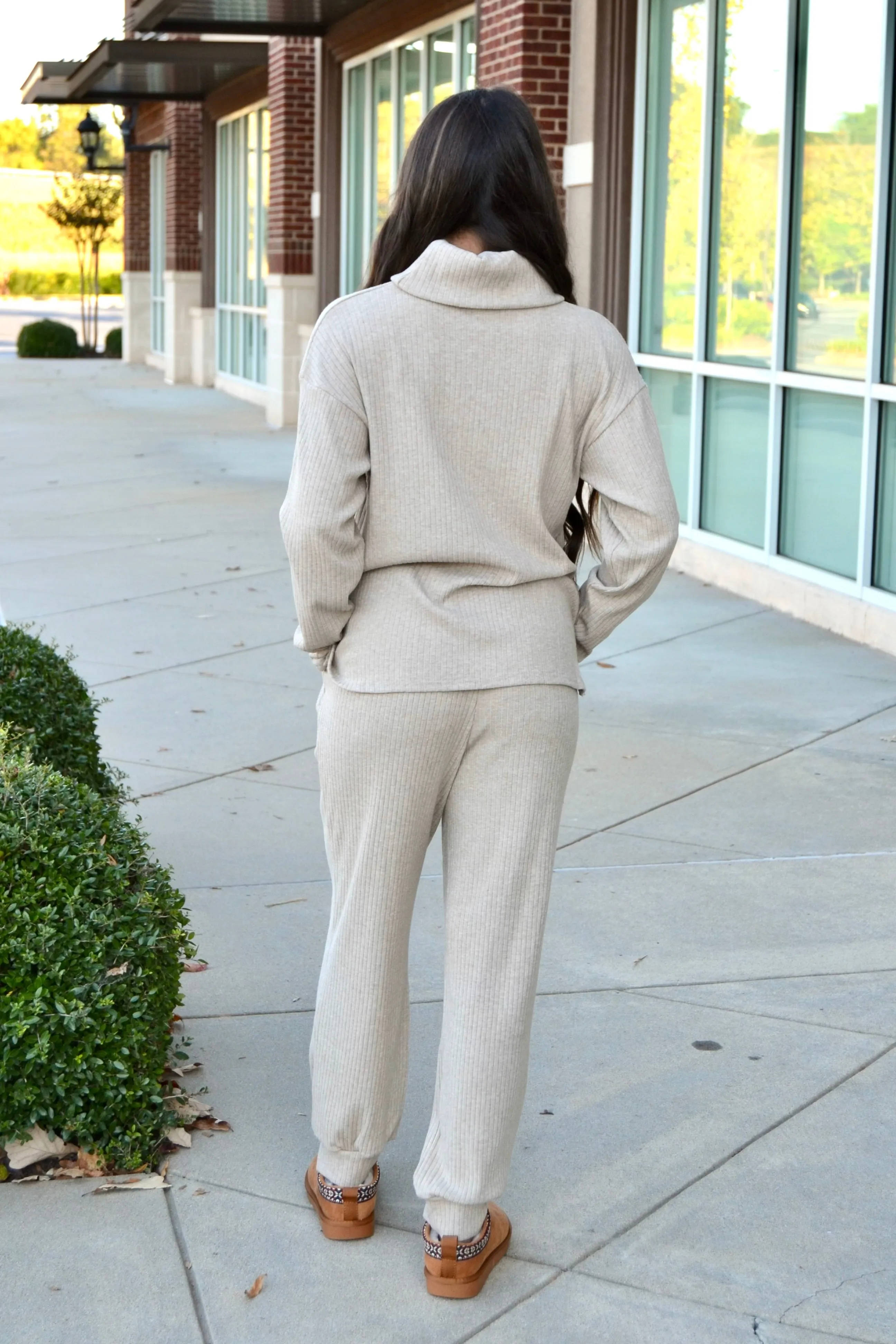 Oatmeal ribbed turtleneck