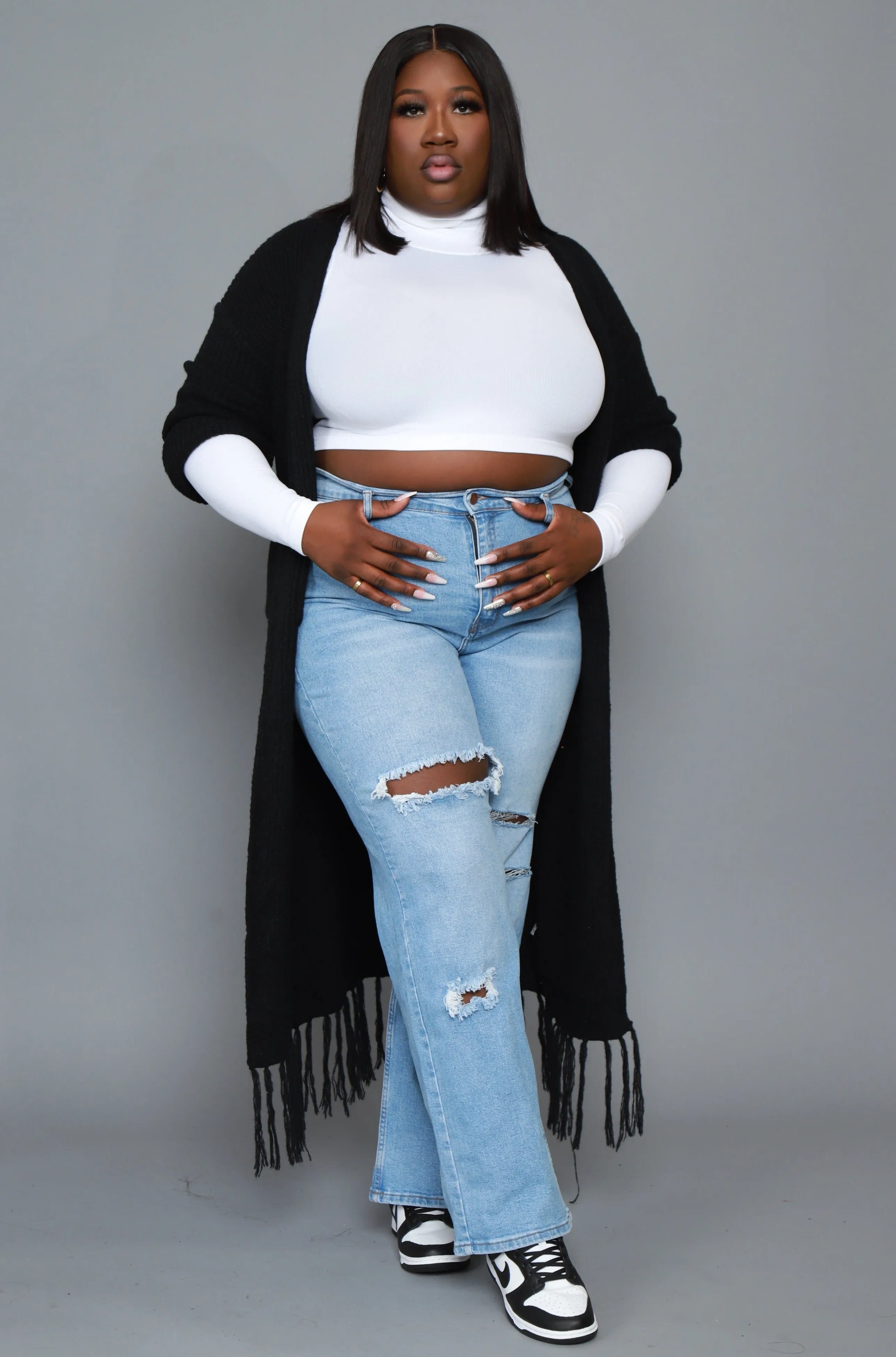 On Call Ribbed Turtleneck Crop Top - White