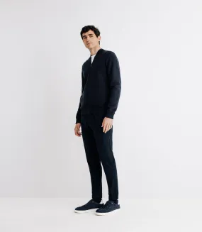 Pull cardigan zippé marine