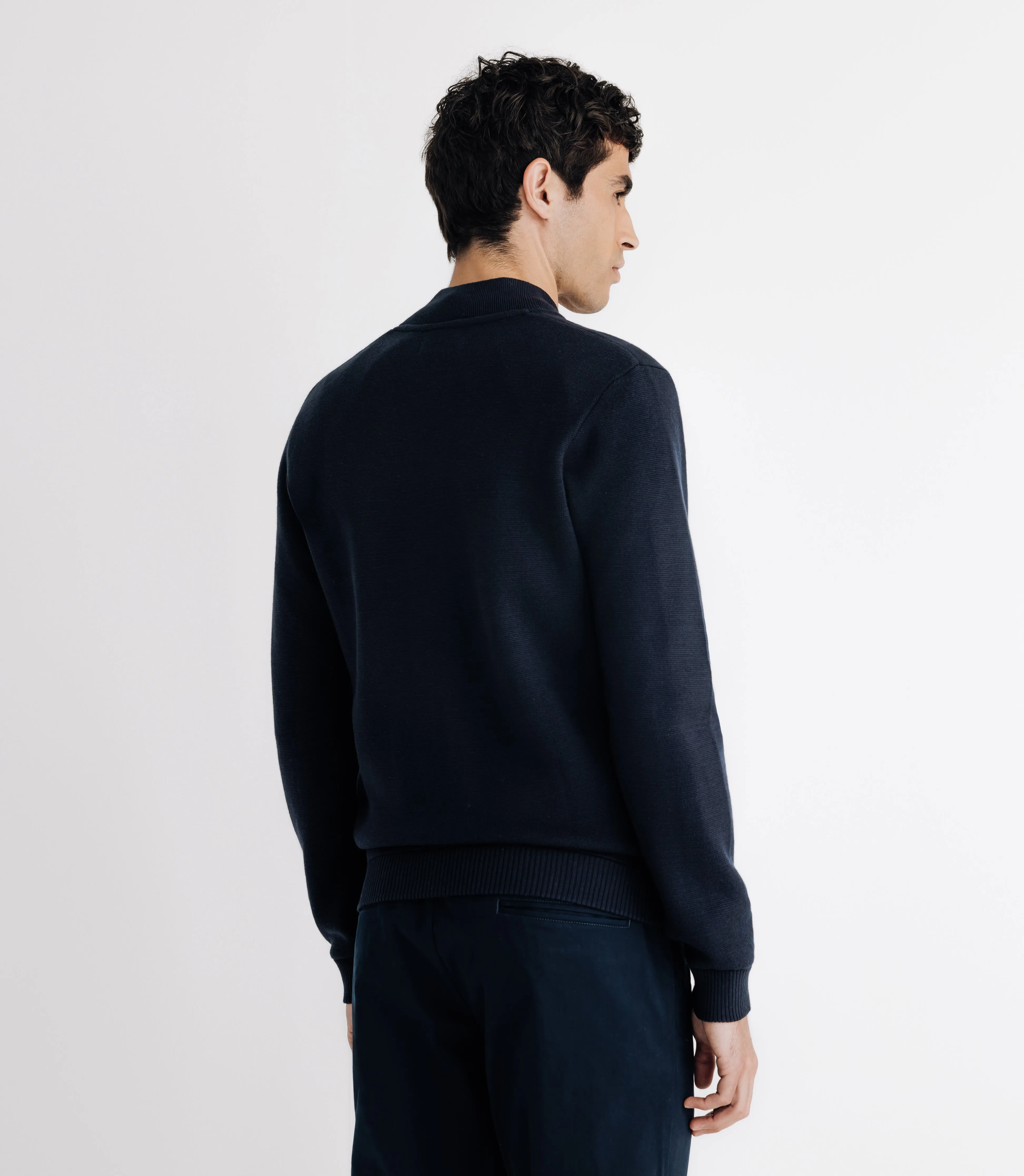 Pull cardigan zippé marine