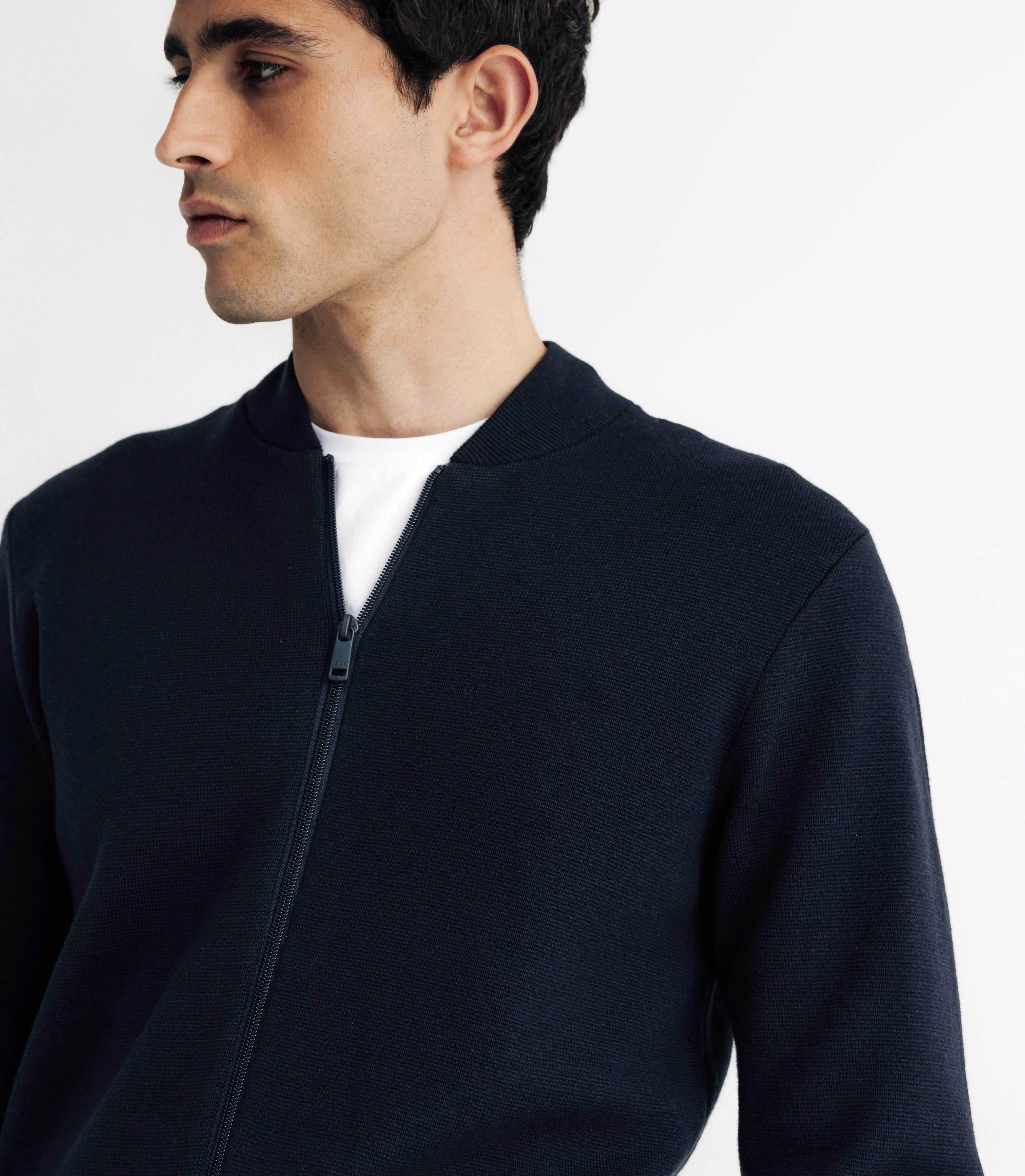 Pull cardigan zippé marine