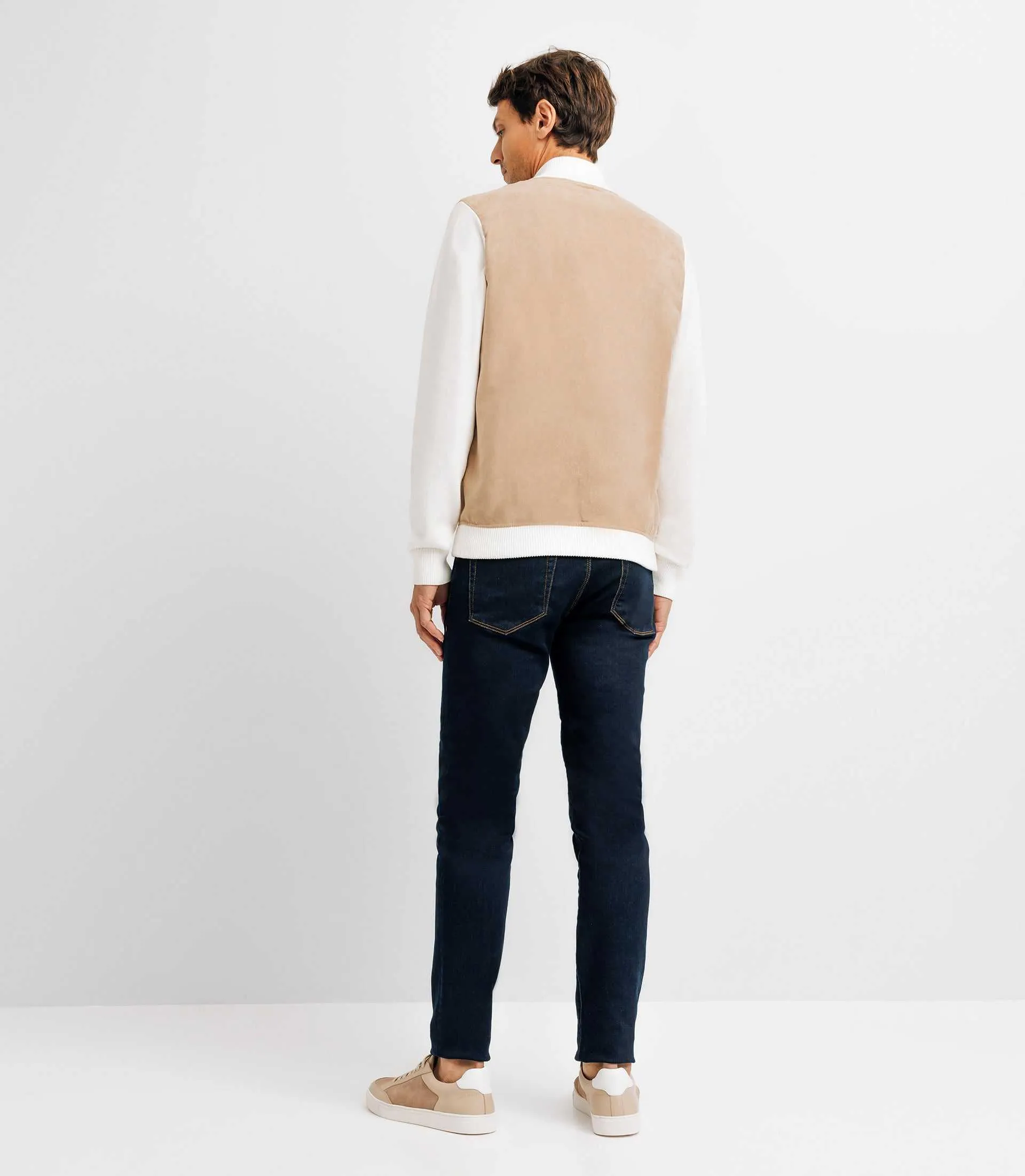 Pull gilet col teddy avec poche écru