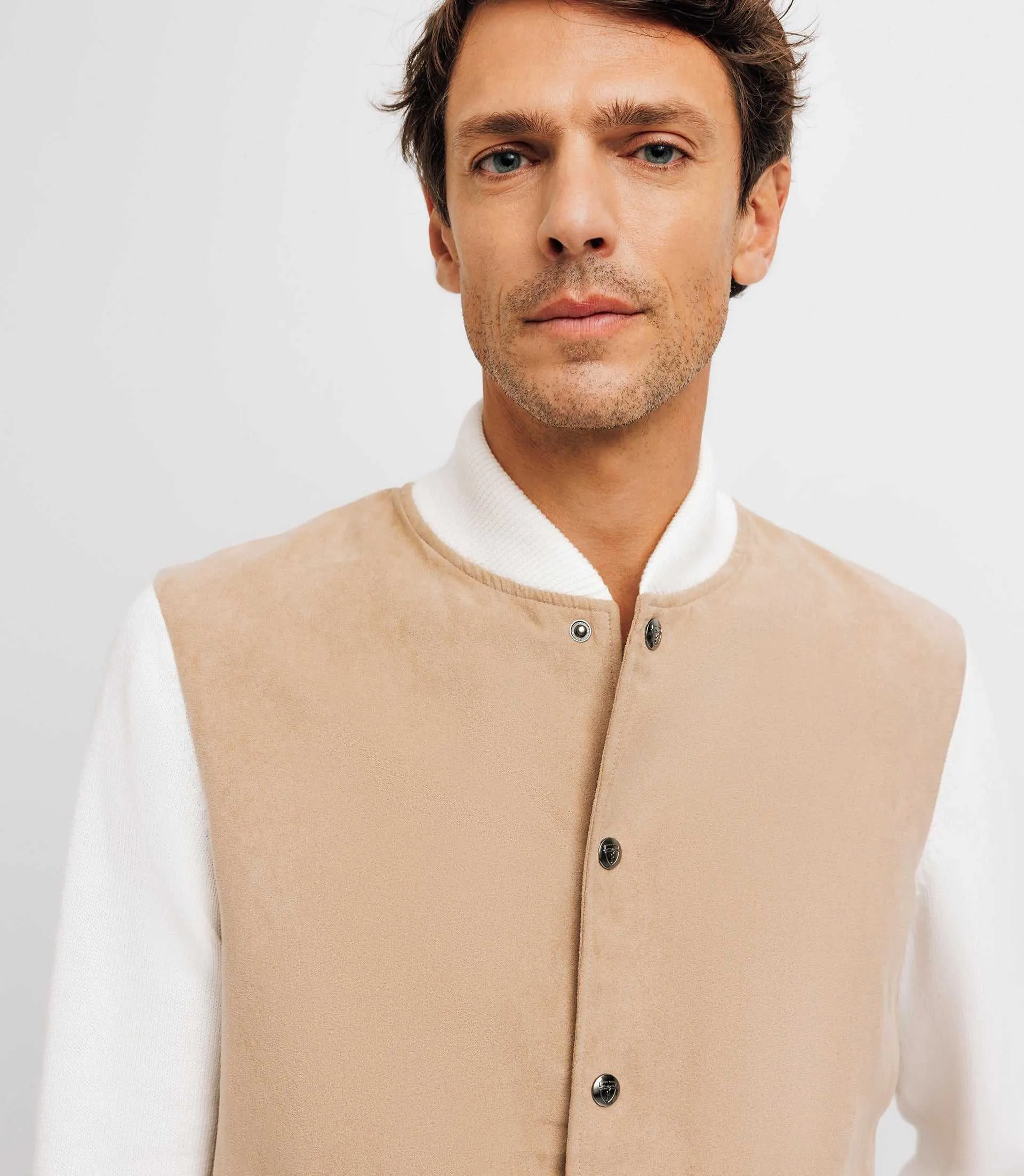 Pull gilet col teddy avec poche écru