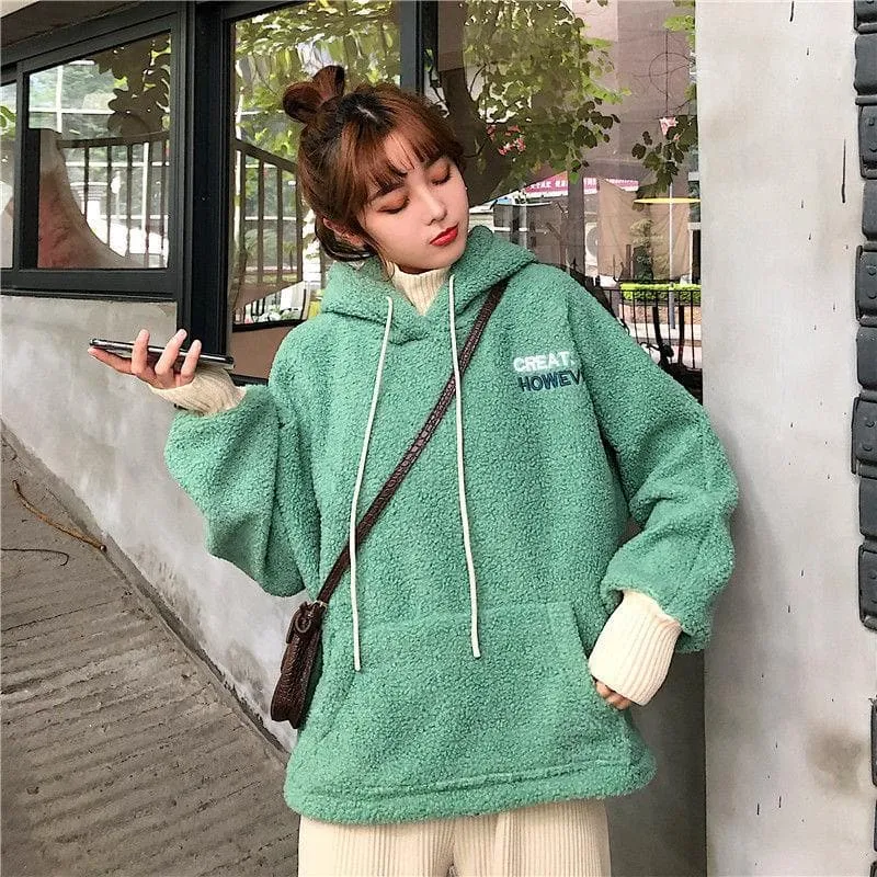 "GREAT HOWEVER" 2-in-1 Teddy Hoodie
