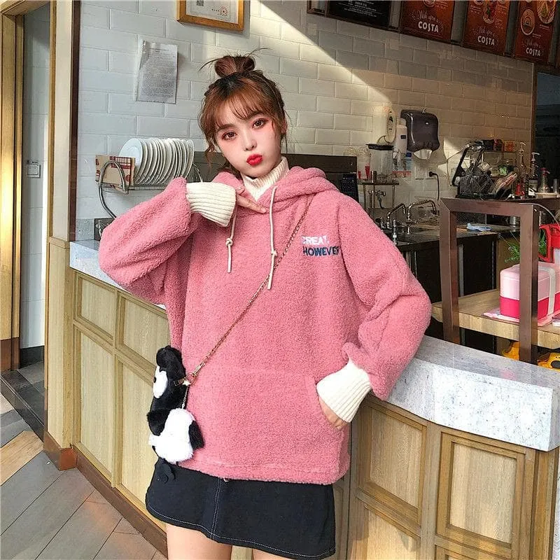 "GREAT HOWEVER" 2-in-1 Teddy Hoodie