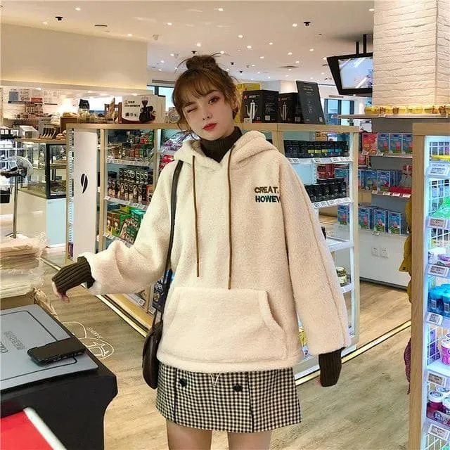 "GREAT HOWEVER" 2-in-1 Teddy Hoodie