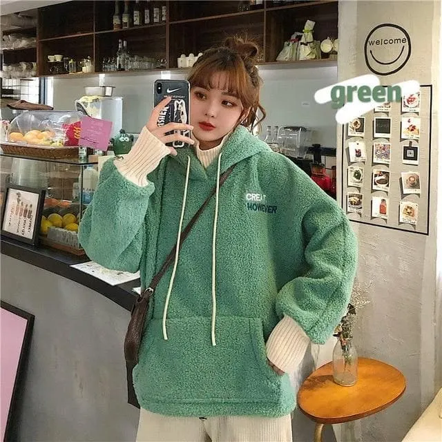 "GREAT HOWEVER" 2-in-1 Teddy Hoodie