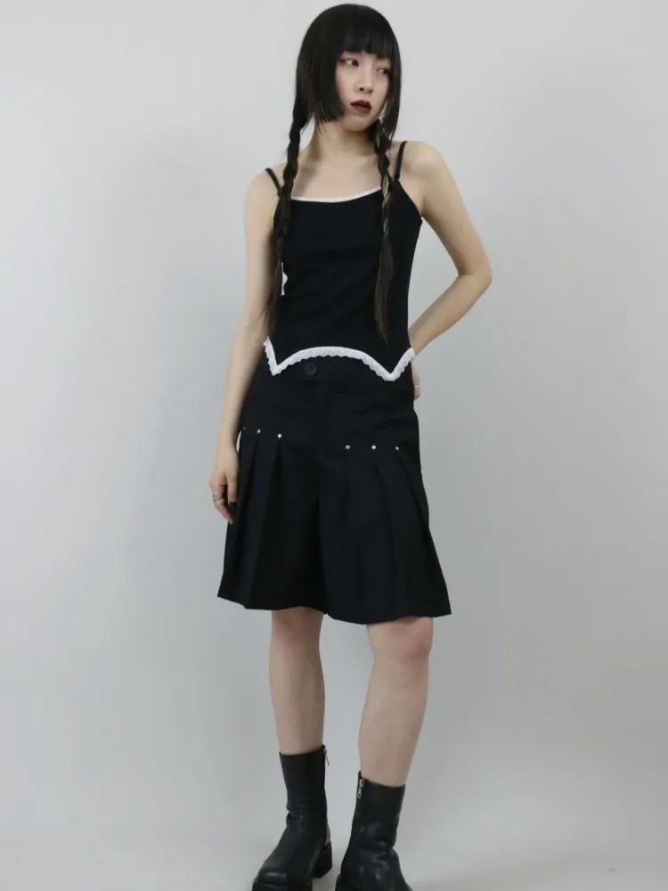 【ROSETOWER】High waist pleated design culottes skirt  RT0008