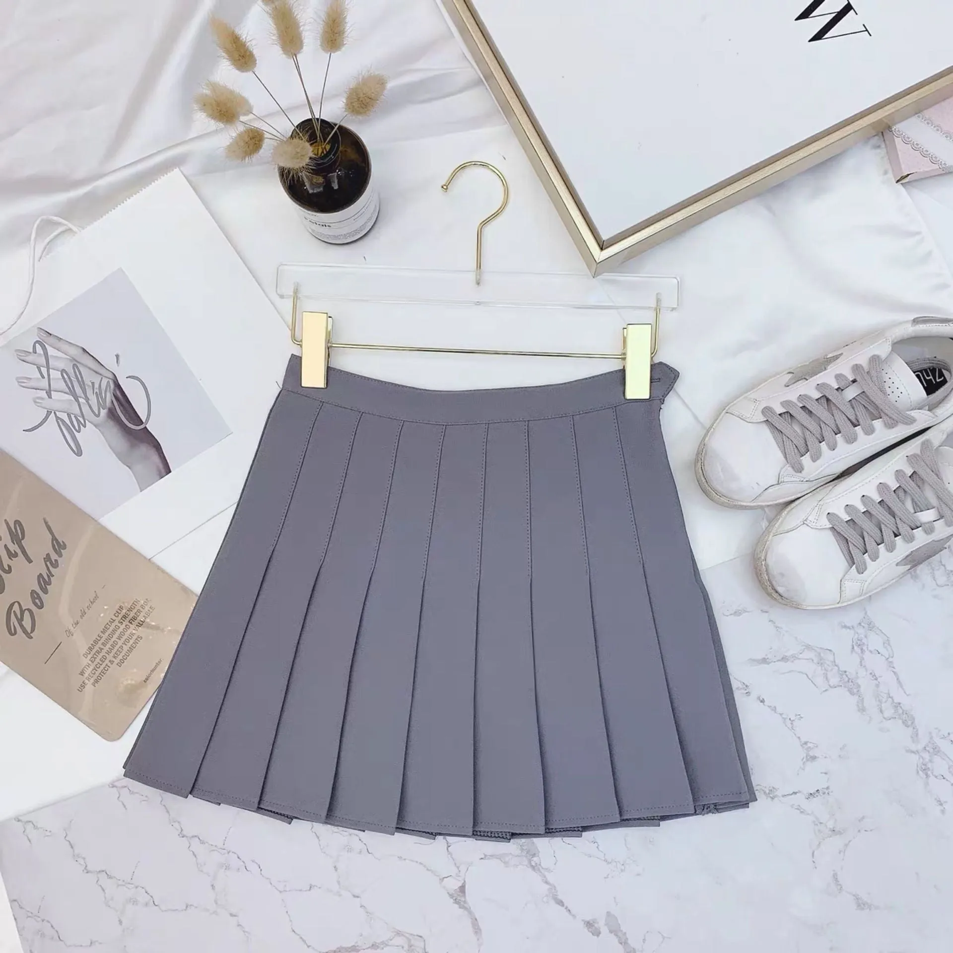 Skirt Pleated Black White High Waist A-Line College Culottes Skirt