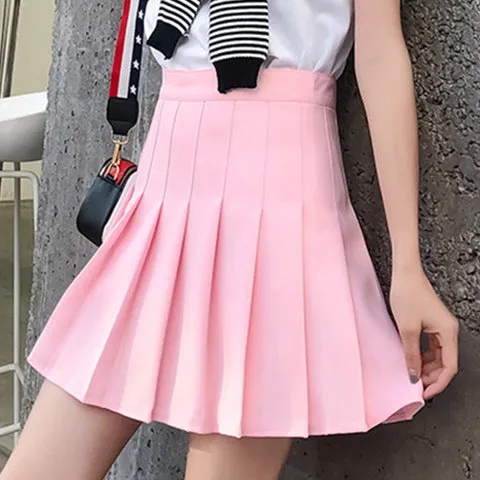 Skirt Pleated Black White High Waist A-Line College Culottes Skirt