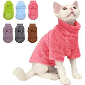 Sphynx Cat and Small Dog Winter Sweater - Turtleneck, Warm Fleece Pullover