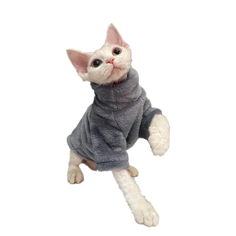 Sphynx Cat and Small Dog Winter Sweater - Turtleneck, Warm Fleece Pullover
