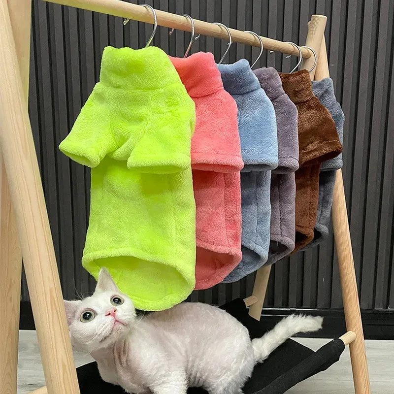 Sphynx Cat and Small Dog Winter Sweater - Turtleneck, Warm Fleece Pullover